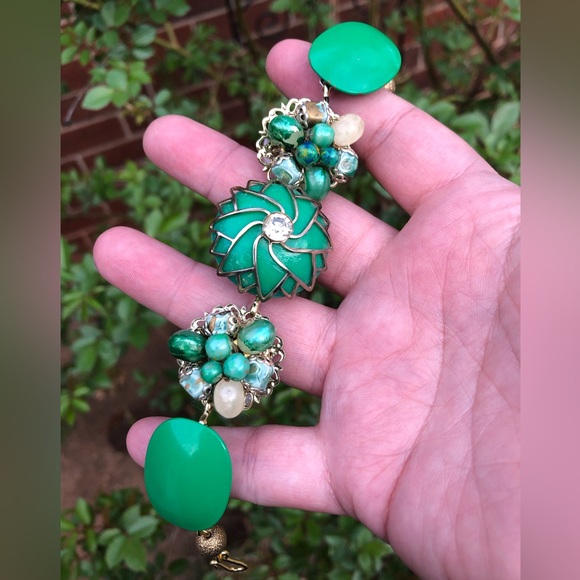Hand Crafted Jewelry - “Grasshopper” 💚 Gorgeous green bracelet from upcycled earrings! 💚